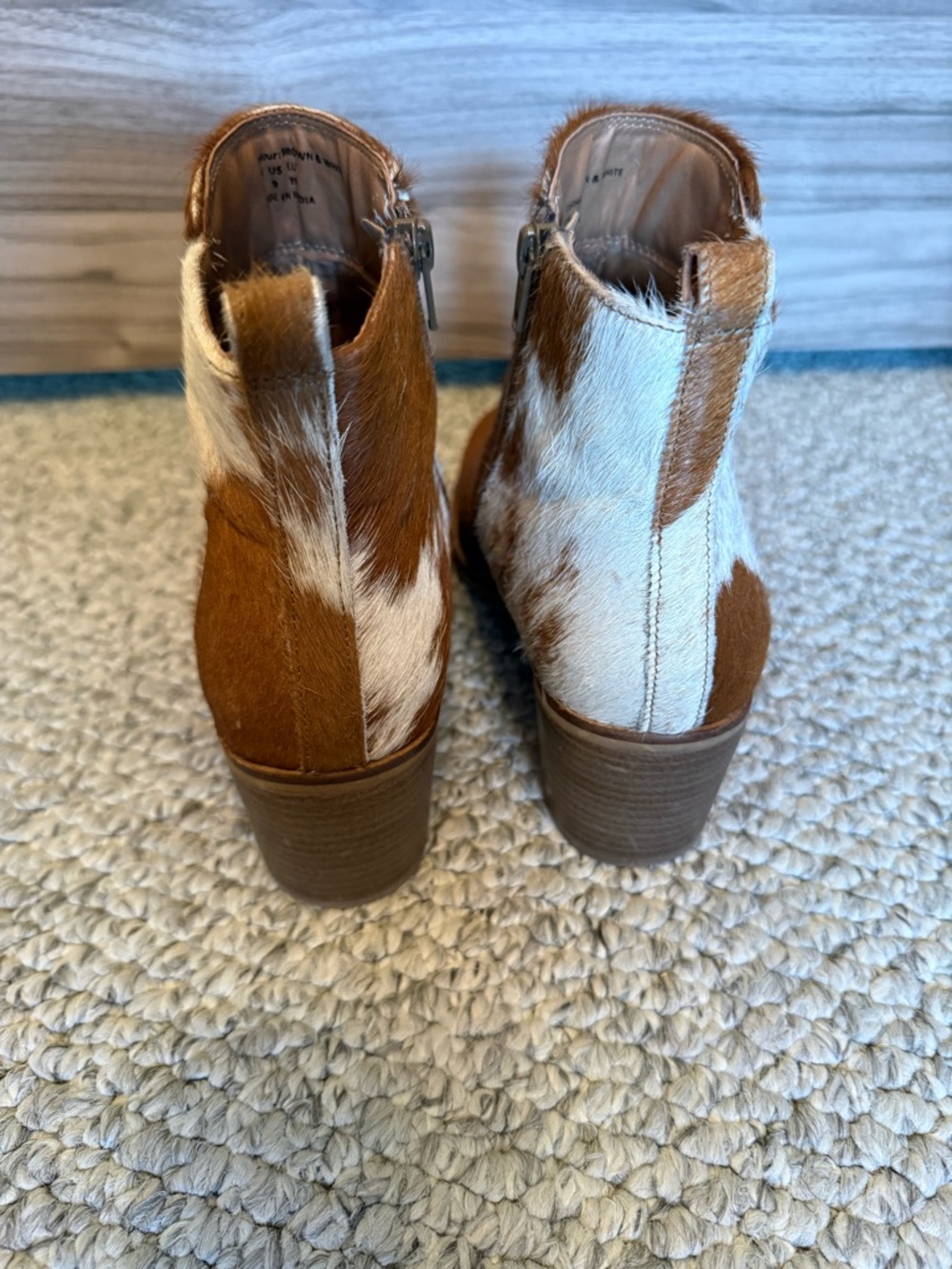 Myra Bag Brown and White Cowhide Ankle Booties - Picture 5 of 8